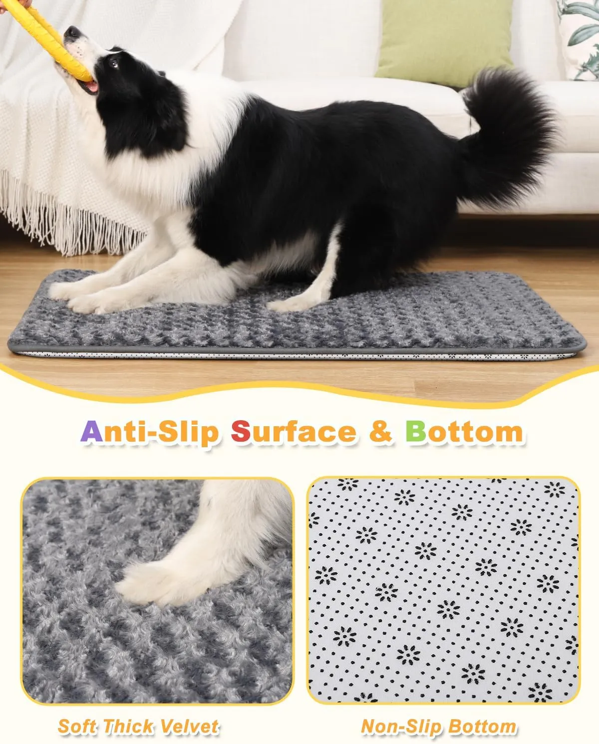 Dog Bed for Crate High Resilience Foam Crate Pad Mat for Medium Dogs Washable Anti-Slip,29" x 18",Dark Gray