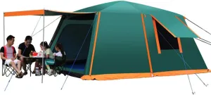 Dome Tent with Porch Automatic Pop Up Tent Sun Shelter Easy Set Up Double Layer Family Camping Tents with Carrying Bag for Outdoor Camping, Fishing, BBQ