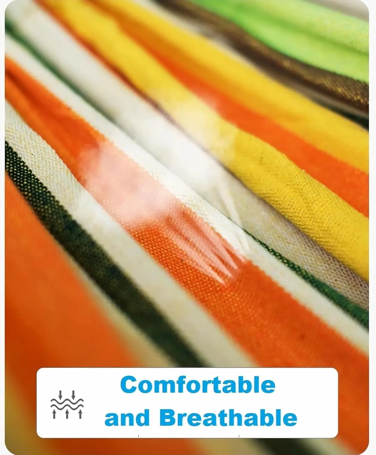 Double Brazilian Hammock 2 Person Canvas Cotton Fabric Hammock with Trees Strap for Patio Garden Balcony Porch Backyard Outdoor and Indoor