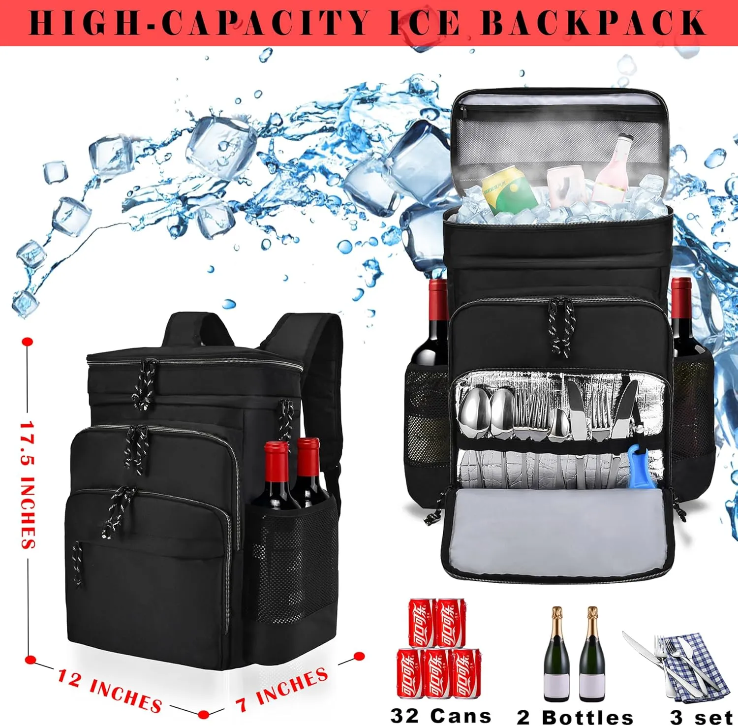 Double Deck Cooler Backpack Leak Proof Large Cooler Backpack,Backpack Cooler Insulated Perfect Soft Cooler Bag for Camping