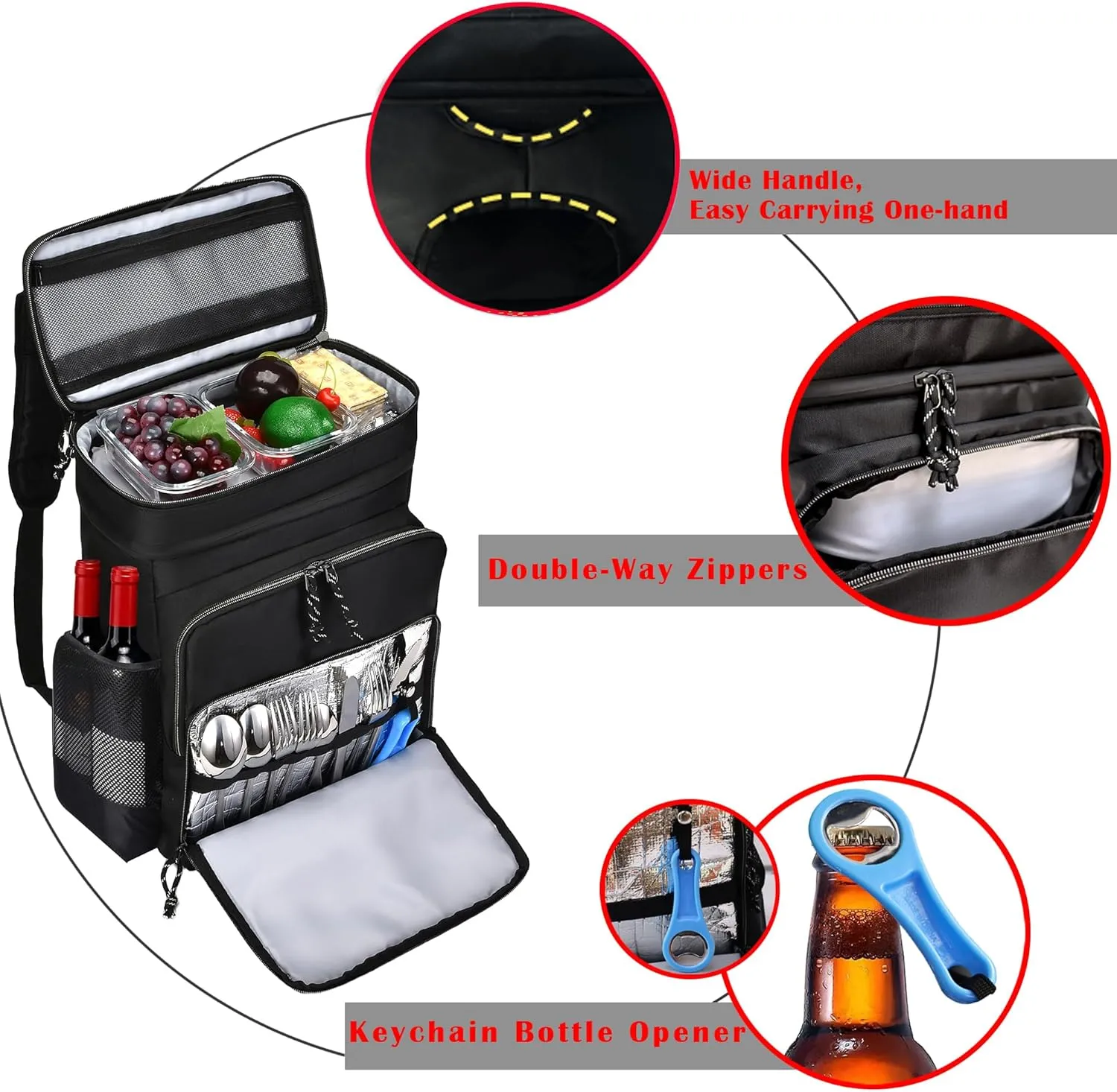 Double Deck Cooler Backpack Leak Proof Large Cooler Backpack,Backpack Cooler Insulated Perfect Soft Cooler Bag for Camping