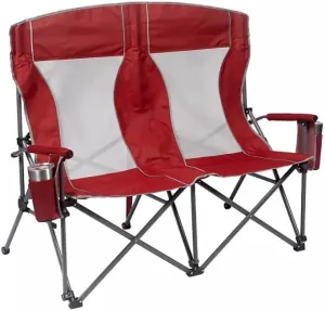 Double Hard Arm Chair Padded Arms, and Drink Holders | Breathable Moisture-Wicking Fabric | Includes Carry Bag | Heavy-Duty Steel Frame, Capacity 650 lbs./325 lbs. per seat (color1)