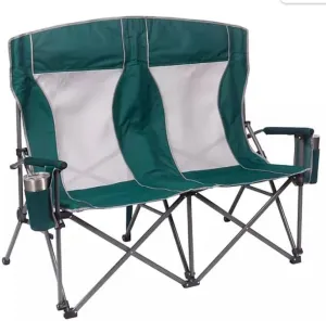 Double Hard Arm Chair Padded Arms, and Drink Holders | Breathable Moisture-Wicking Fabric | Includes Carry Bag | Heavy-Duty Steel Frame, Capacity 650 lbs./325 lbs. per seat (color2)