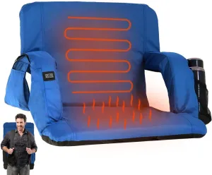 Double Heated Portable Reclining Bleachers Back Chair, Stadium Seats with Heated Back and Cushion, Outdoor Chair Cushion, Beach Chair , Stadium Chair with Back and Arm Support for Sport Events