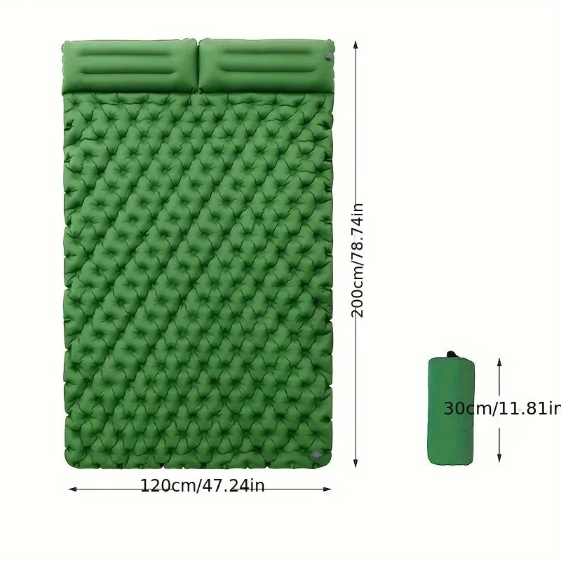 Double Inflatable Sleeping Mattress with Built-in Pillow Pump