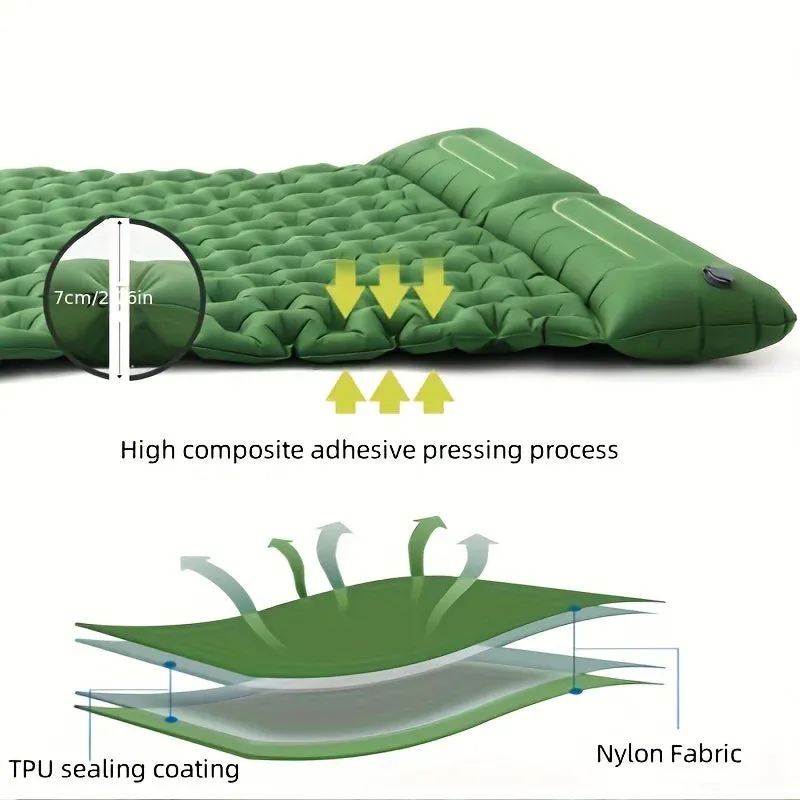 Double Inflatable Sleeping Mattress with Built-in Pillow Pump