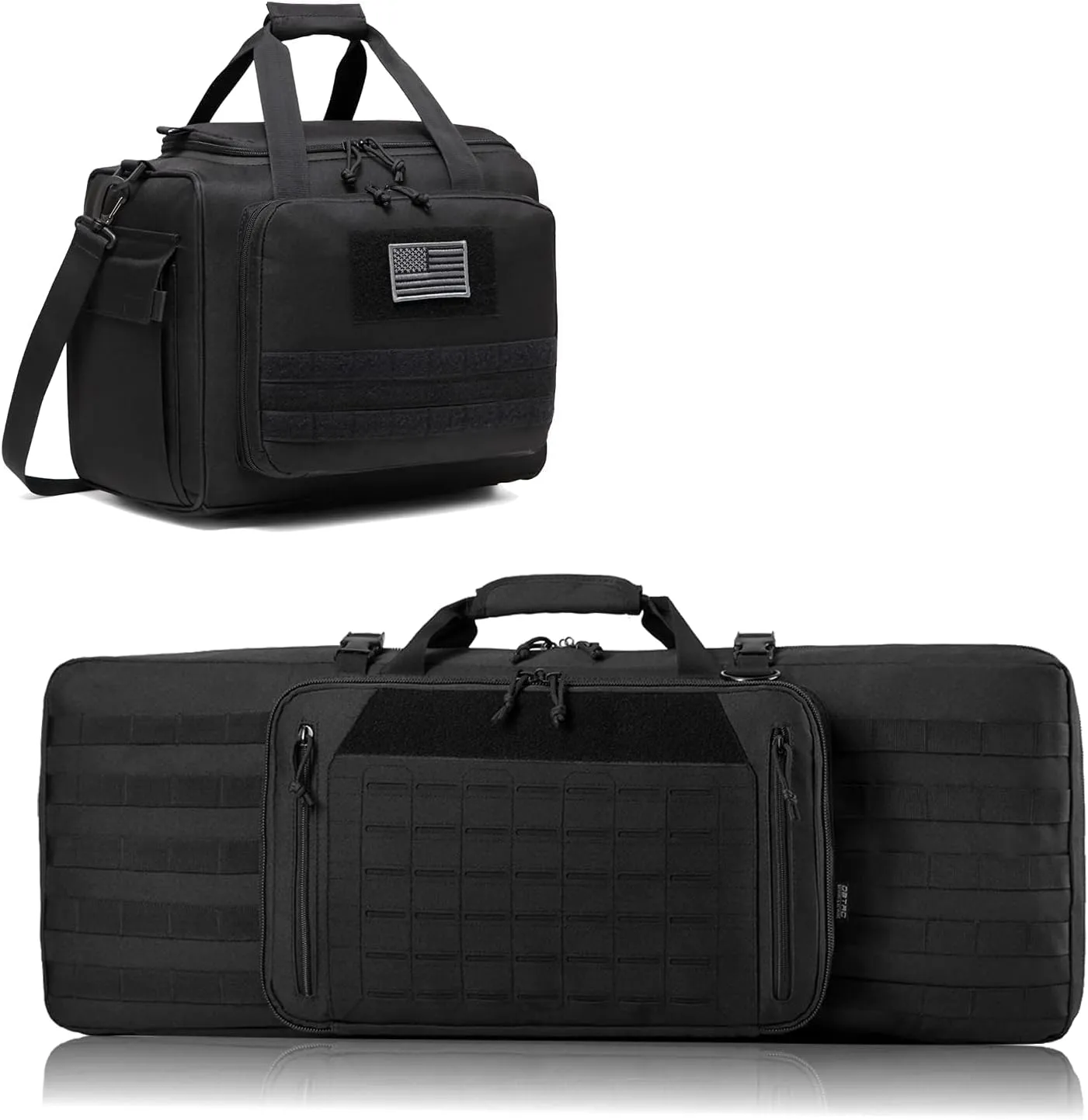 Double Rifle Bag 32" (Black)   Range Bag Large for 4  Pistol (Black), Lockable Zipper, Durable Material, Compact Design
