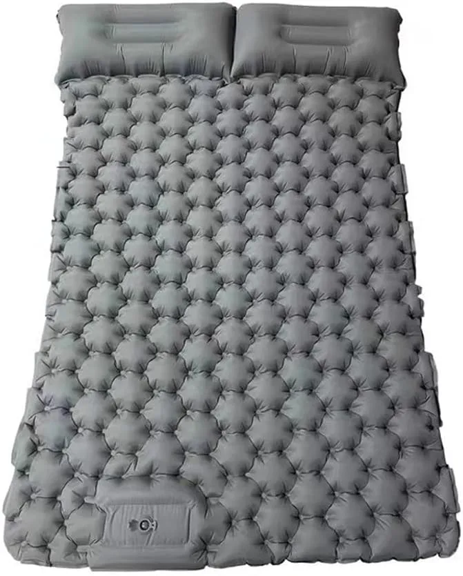 Double Self Inflating Camping Mat Portable Foldable Inflatable Mattress with Bag Folding Foot Pump Sleeping Roll Mats (b)
