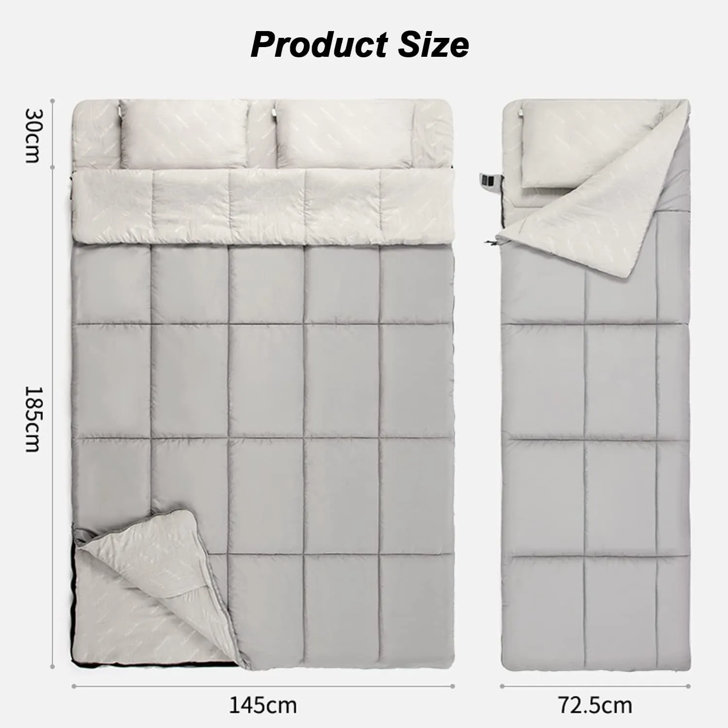 Double Sleeping Bag, Cold Weather, Waterproof Sleeping Bag with 2 Pillows Suitable for Backpacking, Camping and Hiking
