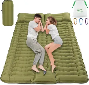 Double Sleeping Pad for Camping, Camping Mattress 2 Person with Pillow Built-in Foot Pump Portable Camping Pad, Inflatable Sleeping Pad Camping for Backpacking, Hiking, Car Traveling