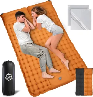 Double Sleeping Pad for Camping - Self Inflating Mattress for 2 Person with Built-in Foot Pump, Pillows & Carrying Bag - Lightweight Mattress for Camping Hiking, Backpacking and More