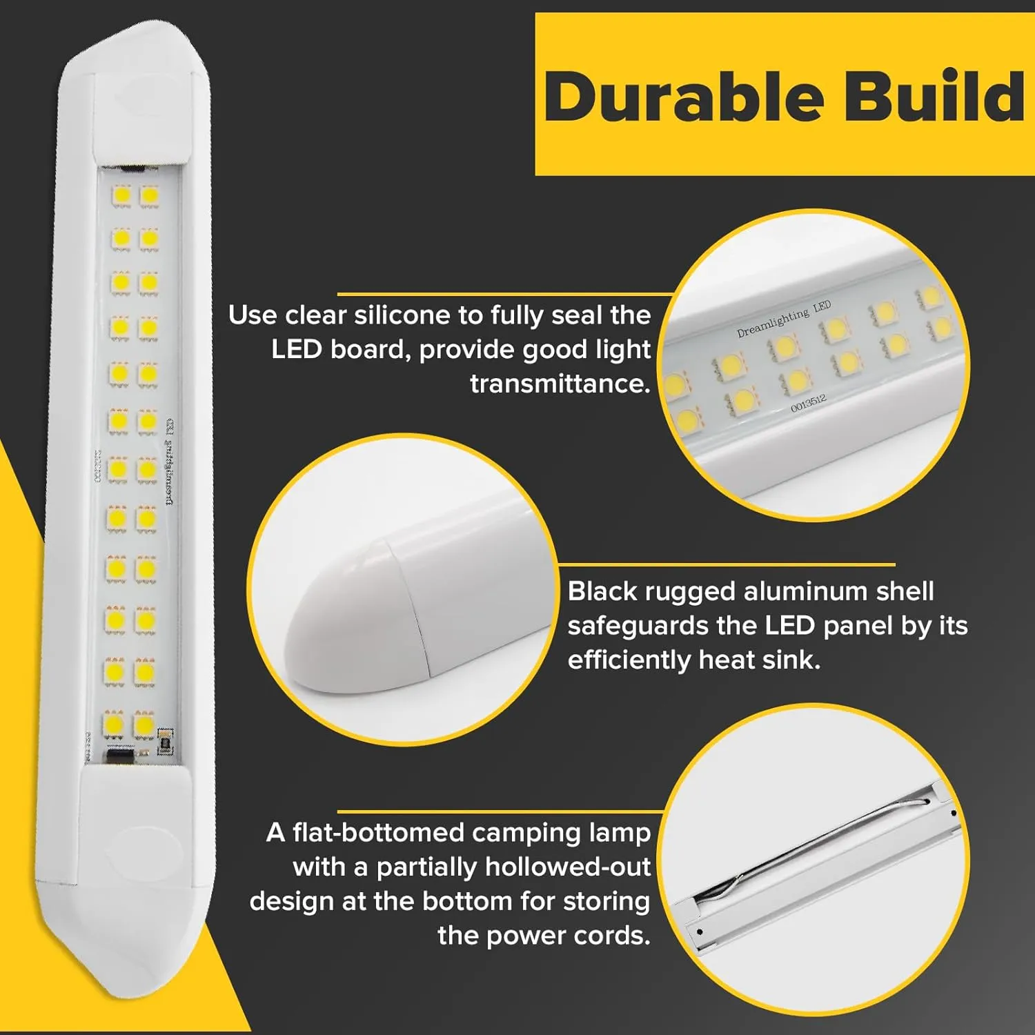 Dream lighting RV Exterior Porch Awning Light LED Light Fixture for 12volt Camper Trailer 5.4W, 350lumens Cool White Lighting 10inch