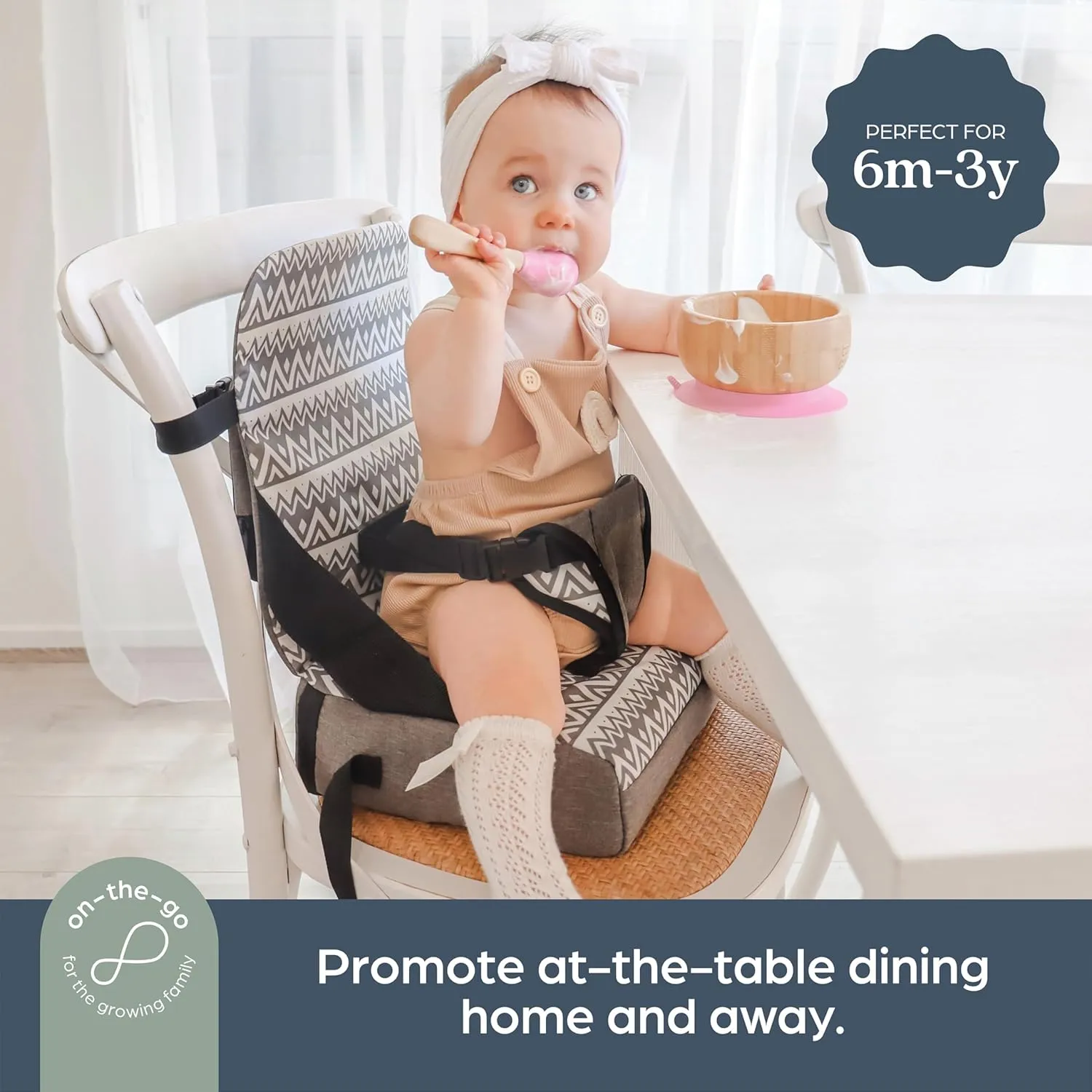 Dreambaby Grab ‘N Go Travel Booster Seat – Portable Toddler High Chair for Dining (6M-5Y) with Storage & Shoulder Strap