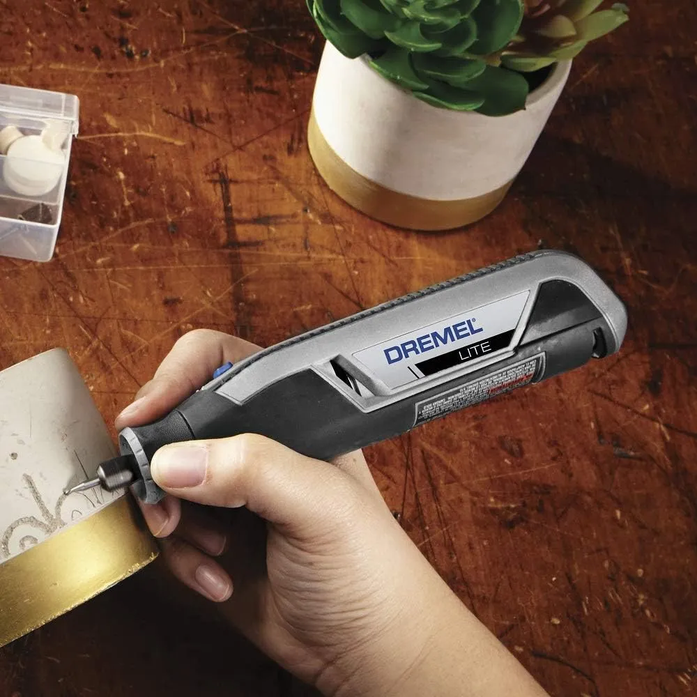 Dremel Lite 7760 N/10 4V Li-Ion Cordless Rotary Tool, Variable Speed Multi-Purpose Kit, USB Charging, Easy Accessory Changes - Perfect For Light-Duty DIY & Crafting, Sanding, Engraving and Polishing