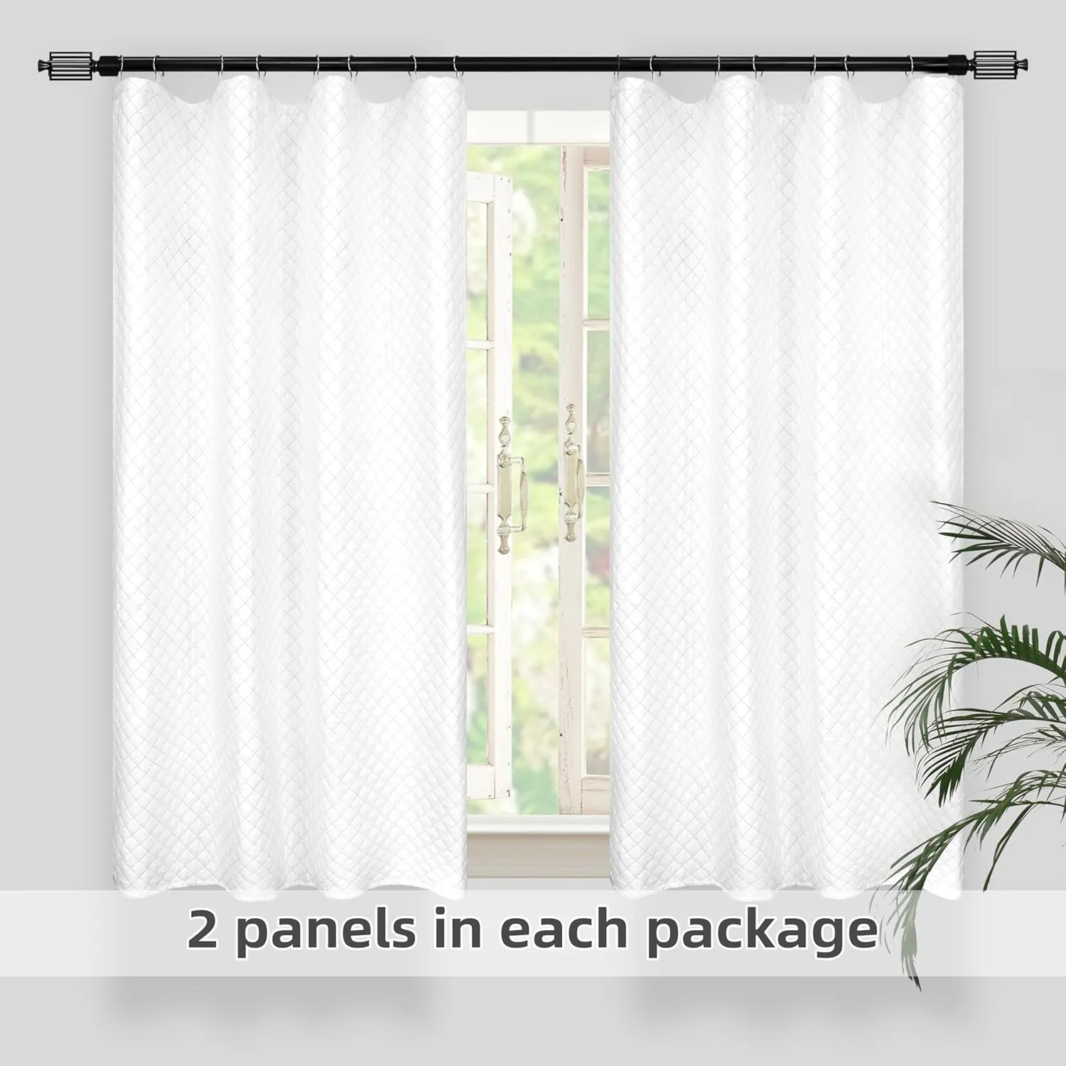 DriftAway Soundproof Thermal Insulated Quilted Curtain Liners for Bedroom Sound Barrier Blackout Cold Heat Noise Reducing Energy Saving 50 Inches by 58 Inches Grayish White Two Panels