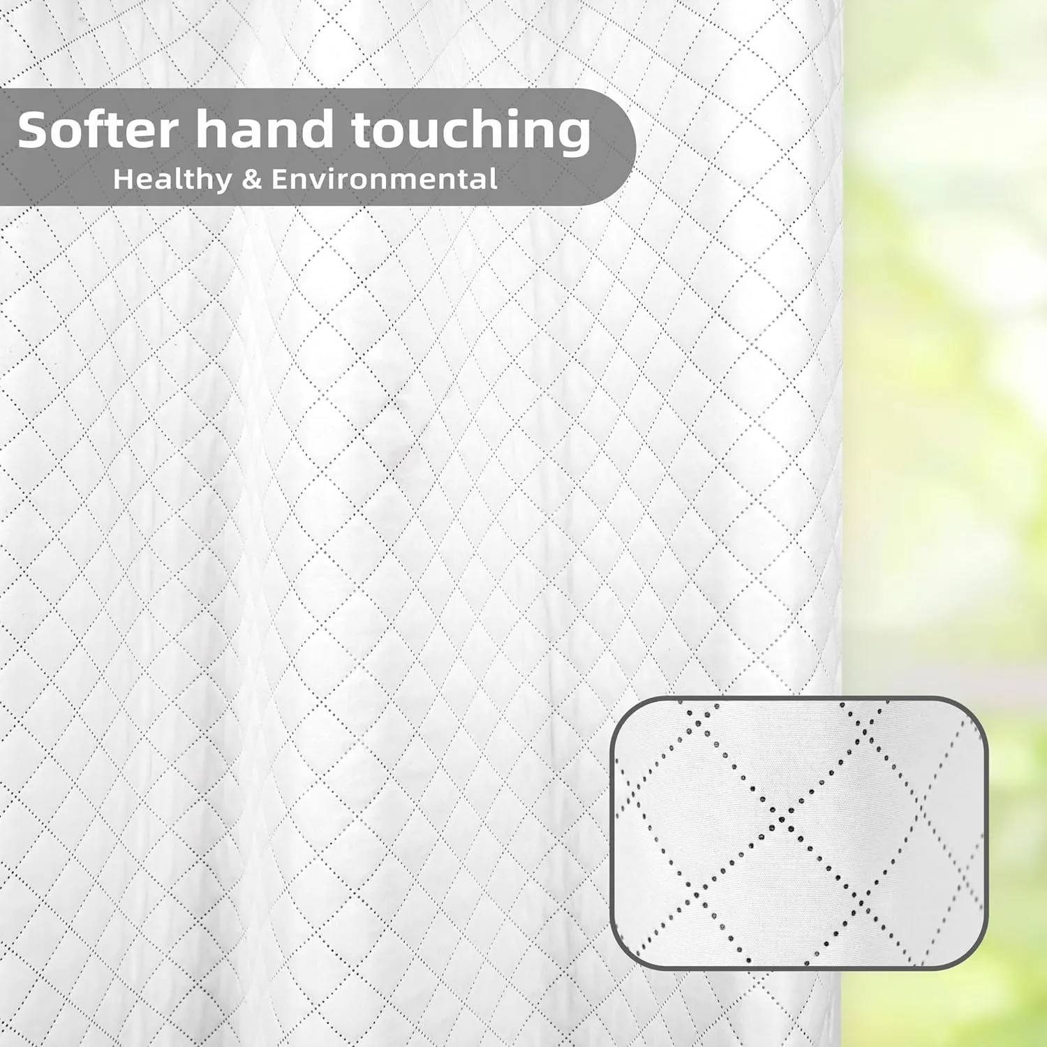 DriftAway Soundproof Thermal Insulated Quilted Curtain Liners for Bedroom Sound Barrier Blackout Cold Heat Noise Reducing Energy Saving 50 Inches by 58 Inches Grayish White Two Panels