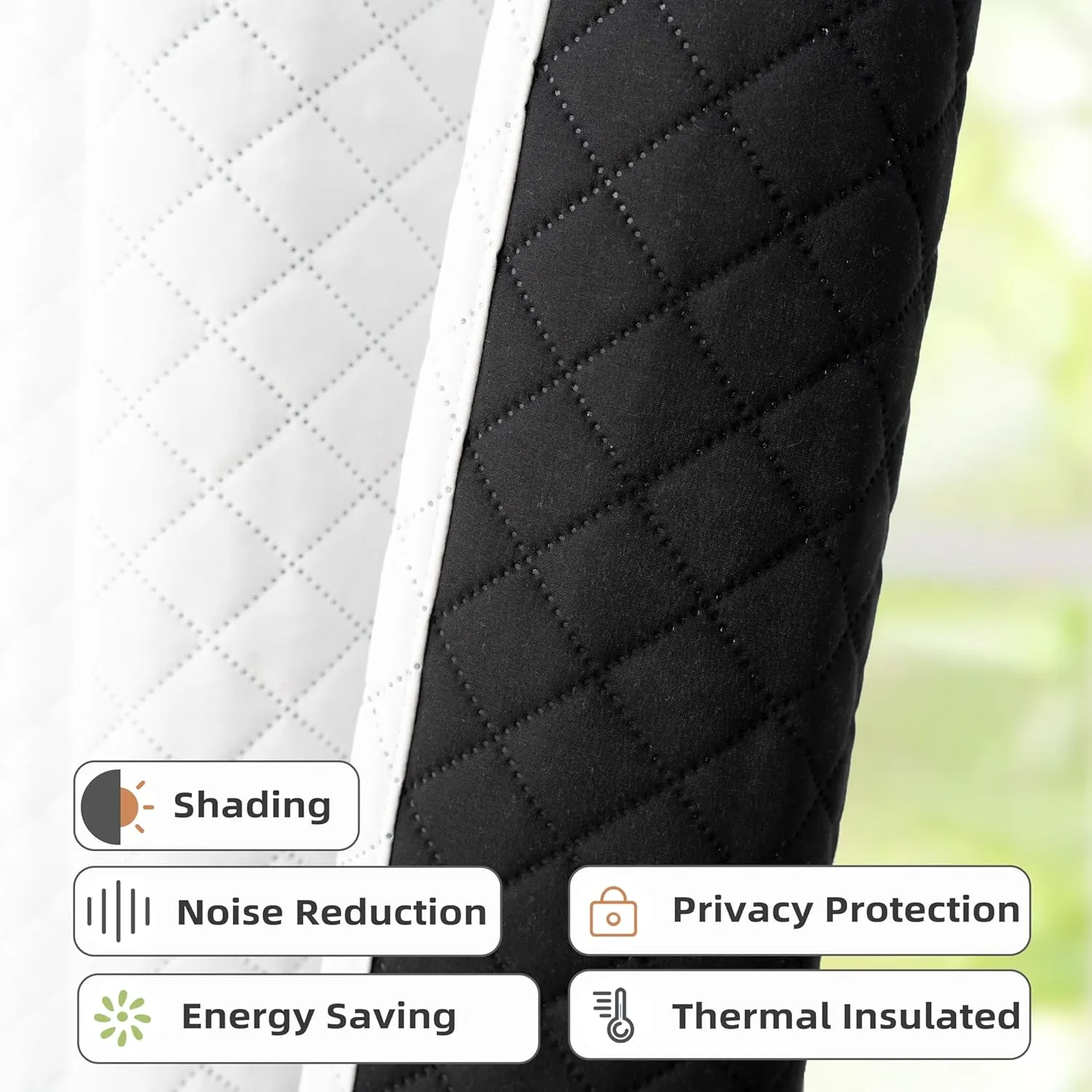 DriftAway Soundproof Thermal Insulated Quilted Curtain Liners for Bedroom Sound Barrier Blackout Cold Heat Noise Reducing Energy Saving 50 Inches by 58 Inches Grayish White Two Panels