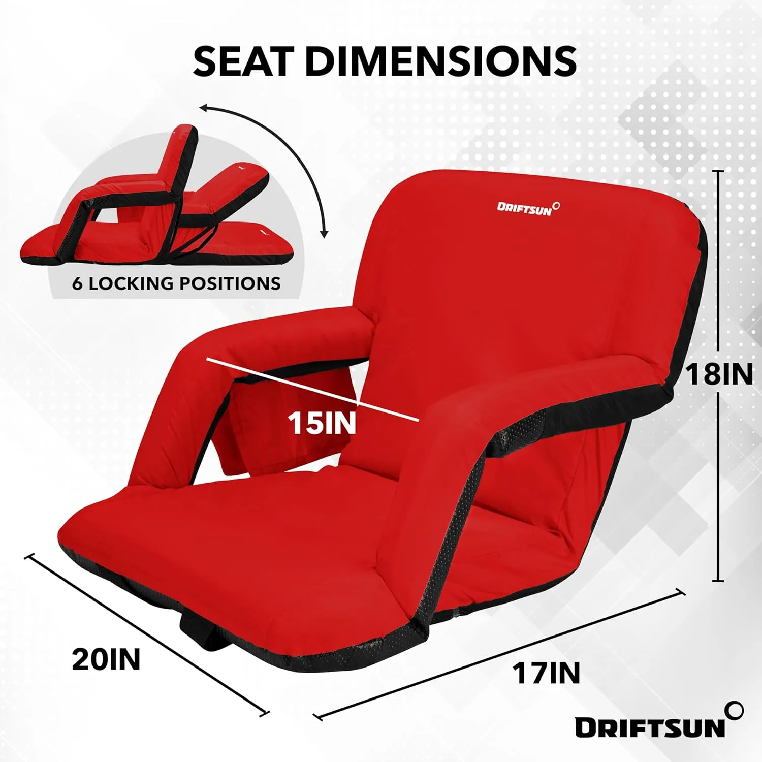 Driftsun Stadium Seats with Back Support, Deluxe Bleacher Chairs with Support Cushion, Padded Seats with Waterproof Chair