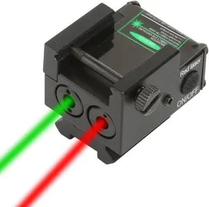 Dual Aiming Tactical Compact Rail Laser Sight XYH06 Green & Red Laser USB Rechargeable Picatinny Rail Mount Low Profile for Pistols Handguns