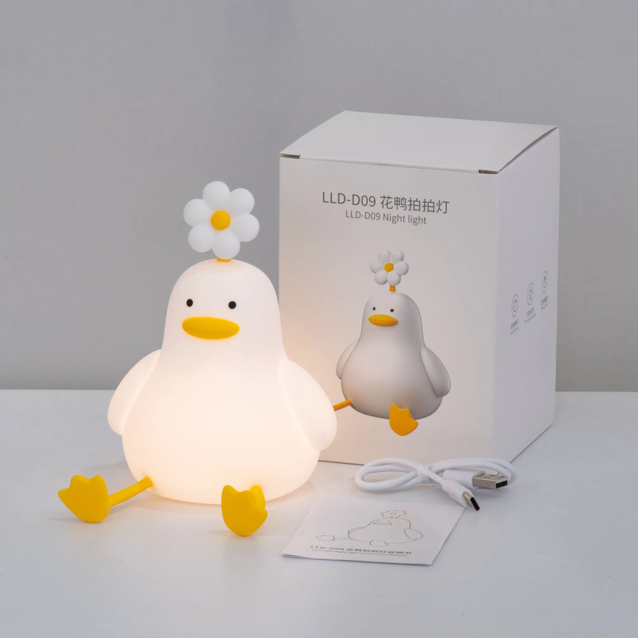 Duck LED Night Light USB Rechargeable Animal Touch Control Lamp