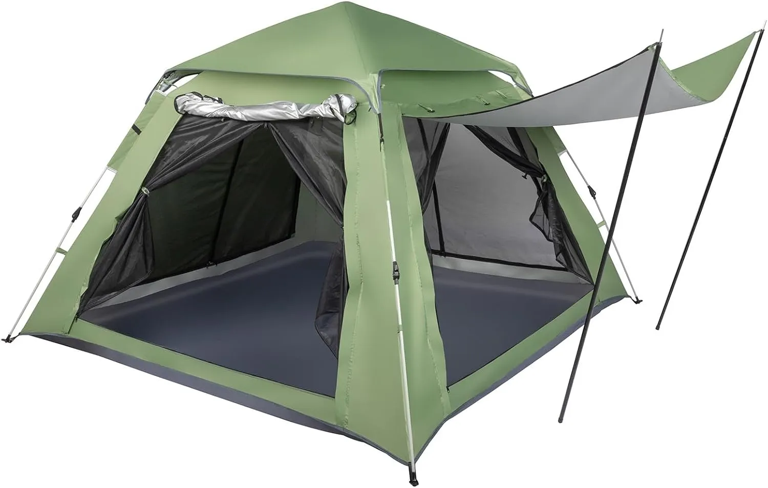 Durable 4 Person Camping Tent – 210T Polyester Waterproof Cloth, Instant Setup in 1 Minute, Spacious 94.5 x 94.5 x 59 inch, Windproof Design, Lightweight & Portable for Camping, Beach, Festivals