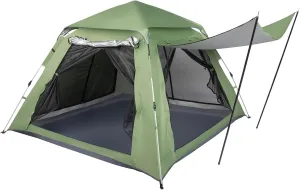 Durable 4 Person Camping Tent – 210T Polyester Waterproof Cloth, Instant Setup in 1 Minute, Spacious 94.5 x 94.5 x 59 inch, Windproof Design, Lightweight & Portable for Camping, Beach, Festivals