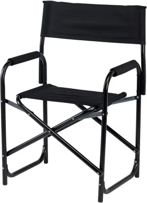 E-Z UP Standard Height Directors Chair, Seat 17.5” High, Padded Armrests and Storage Bag, Black