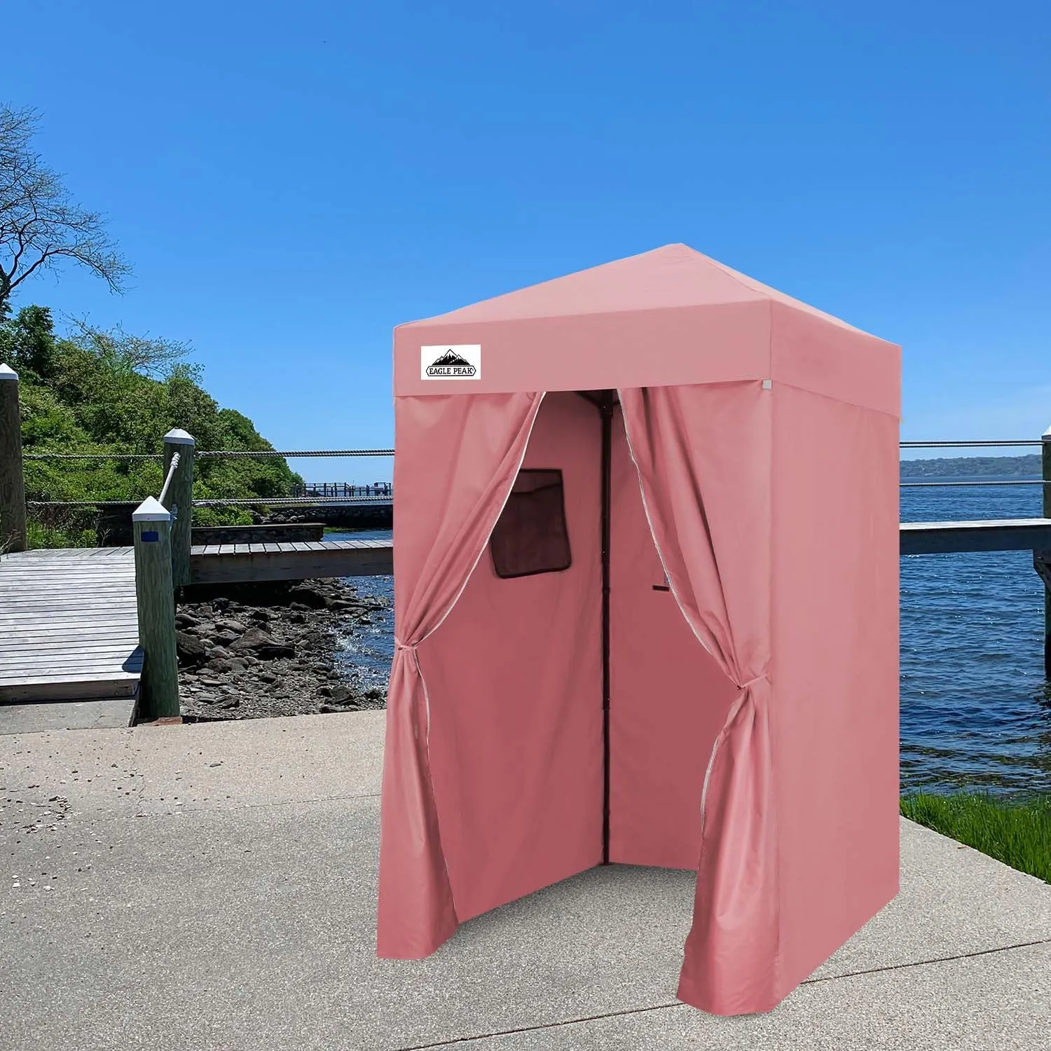 EAGLE PEAK Flex Ultra Compact 4x4 Pop-up Canopy, Sun Shelter, Changing Room, Portable Privacy Canopy Cabana for Pool, Fashion Photoshoots, or Camping, Pink