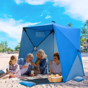 EAGLE PEAK Pop up Beach Tent, Beach Canopy Tent Sun Shade, UPF50  UV Protection, Water and Wind Resistant, Easy Setup Cabana Shade Canopy 3-4 Person Capacity, Blue