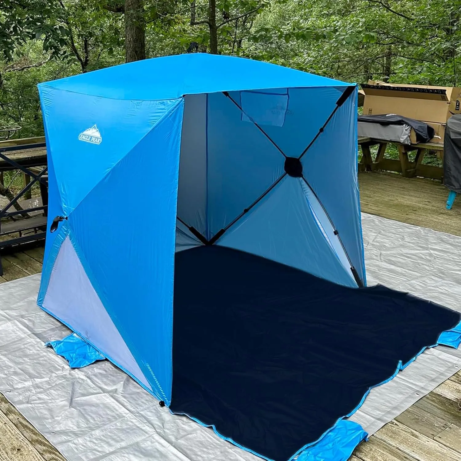 EAGLE PEAK Pop up Beach Tent, Beach Canopy Tent Sun Shade, UPF50  UV Protection, Water and Wind Resistant, Easy Setup Cabana Shade Canopy 3-4 Person Capacity, Blue