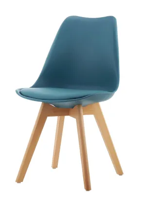 Eames Style Dining Chairs Teal with padded seat