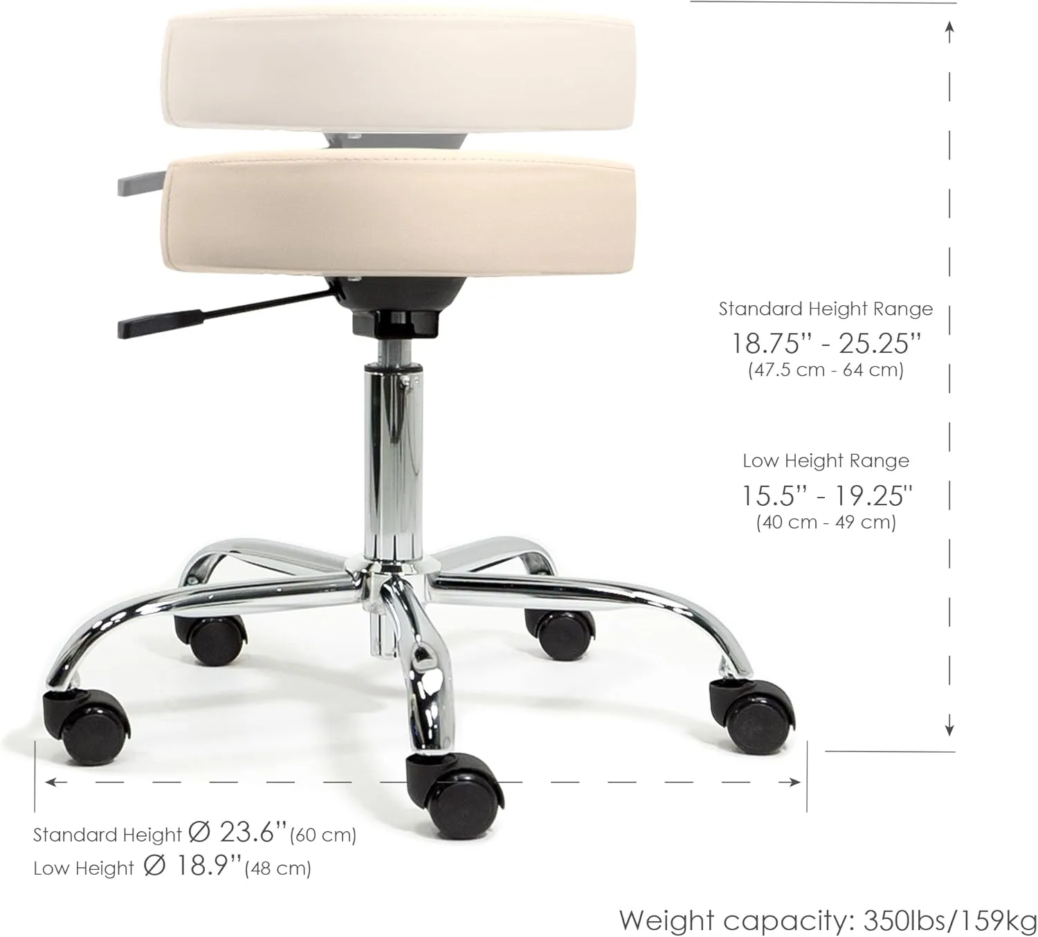 EARTHLITE Pneumatic Massage Salon Drafting Stool - No Leaking (vs. Hydraulic), Adjustable, Rolling, CFC-Free / Medical Spa Facial Chair