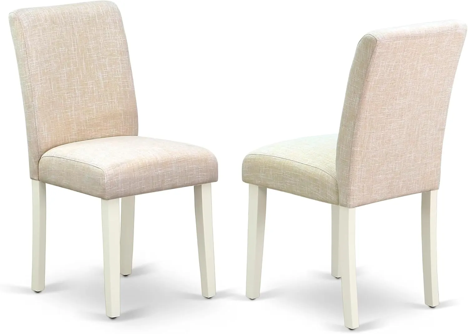 East West Furniture ABP2T02 Abbott Parson Dining Room Chairs - Light Beige Linen Fabric Upholstered Chairs, Set of 2, Linen White