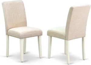 East West Furniture ABP2T02 Abbott Parson Dining Room Chairs - Light Beige Linen Fabric Upholstered Chairs, Set of 2, Linen White