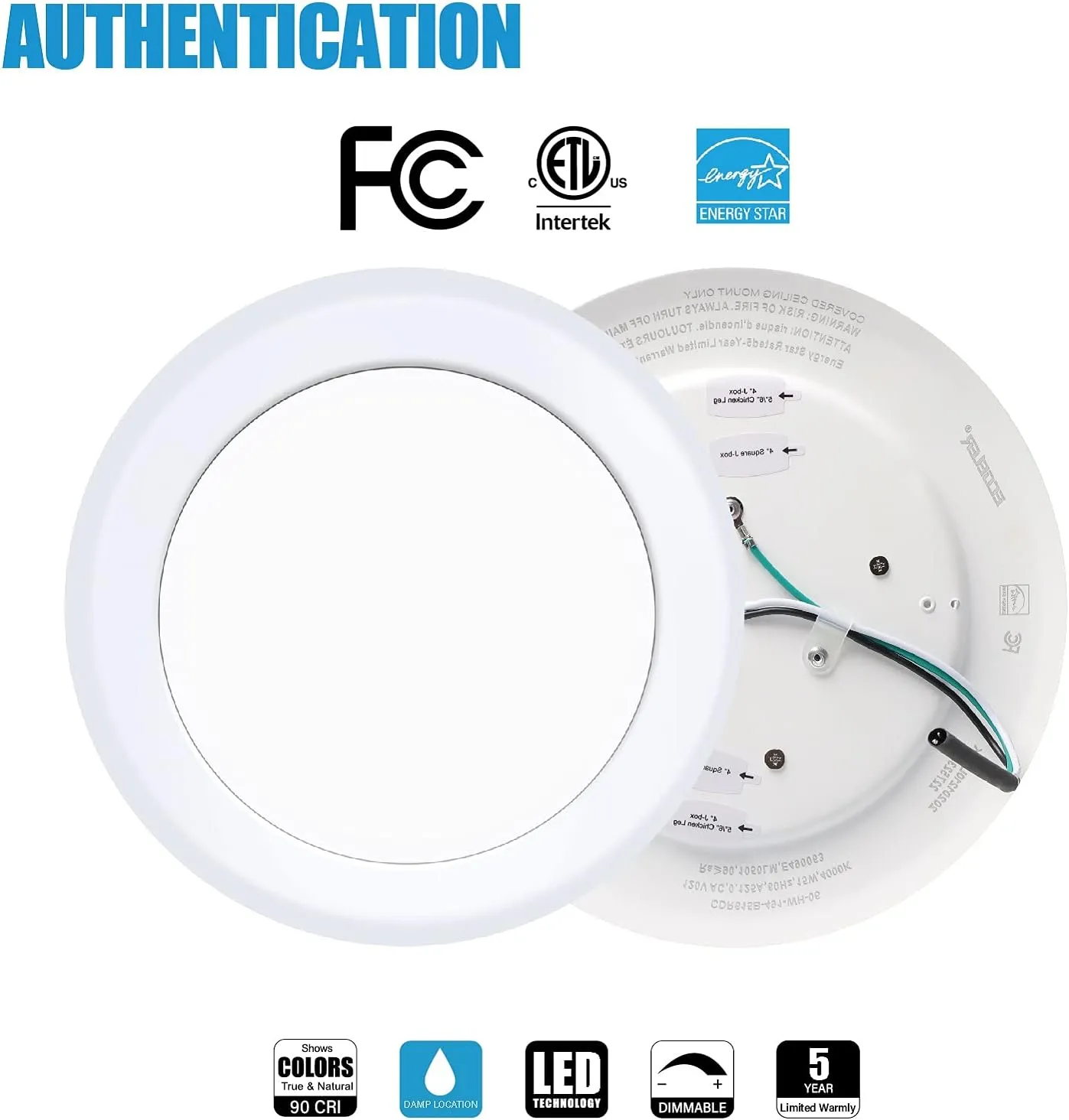 ECOELER 24 Pack 6 Inch LED Flush Mount Disk Downlight, 16.5W, 3000K Warm White, 1000Lm, Hardwire 4/6" Junction Box or Recessed Can, Dimmable Recessed Retrofit Ceiling Fixture, ETL Listed