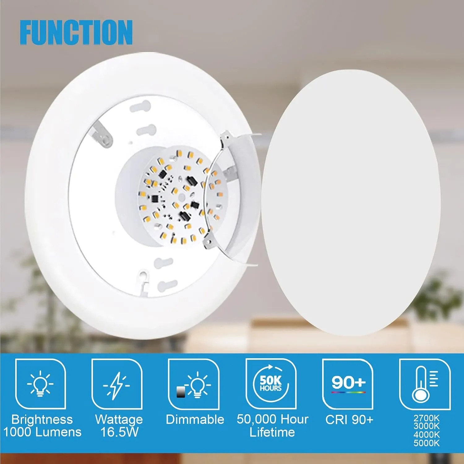 ECOELER 24 Pack 6 Inch LED Flush Mount Disk Downlight, 16.5W, 3000K Warm White, 1000Lm, Hardwire 4/6" Junction Box or Recessed Can, Dimmable Recessed Retrofit Ceiling Fixture, ETL Listed