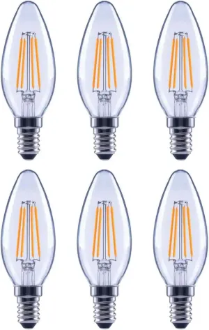 EcoSmart 60-Watt Equivalent B11 Dimmable Energy Star Clear Glass Filament LED Vintage Edison Light Bulb Bright White (6-Pack)