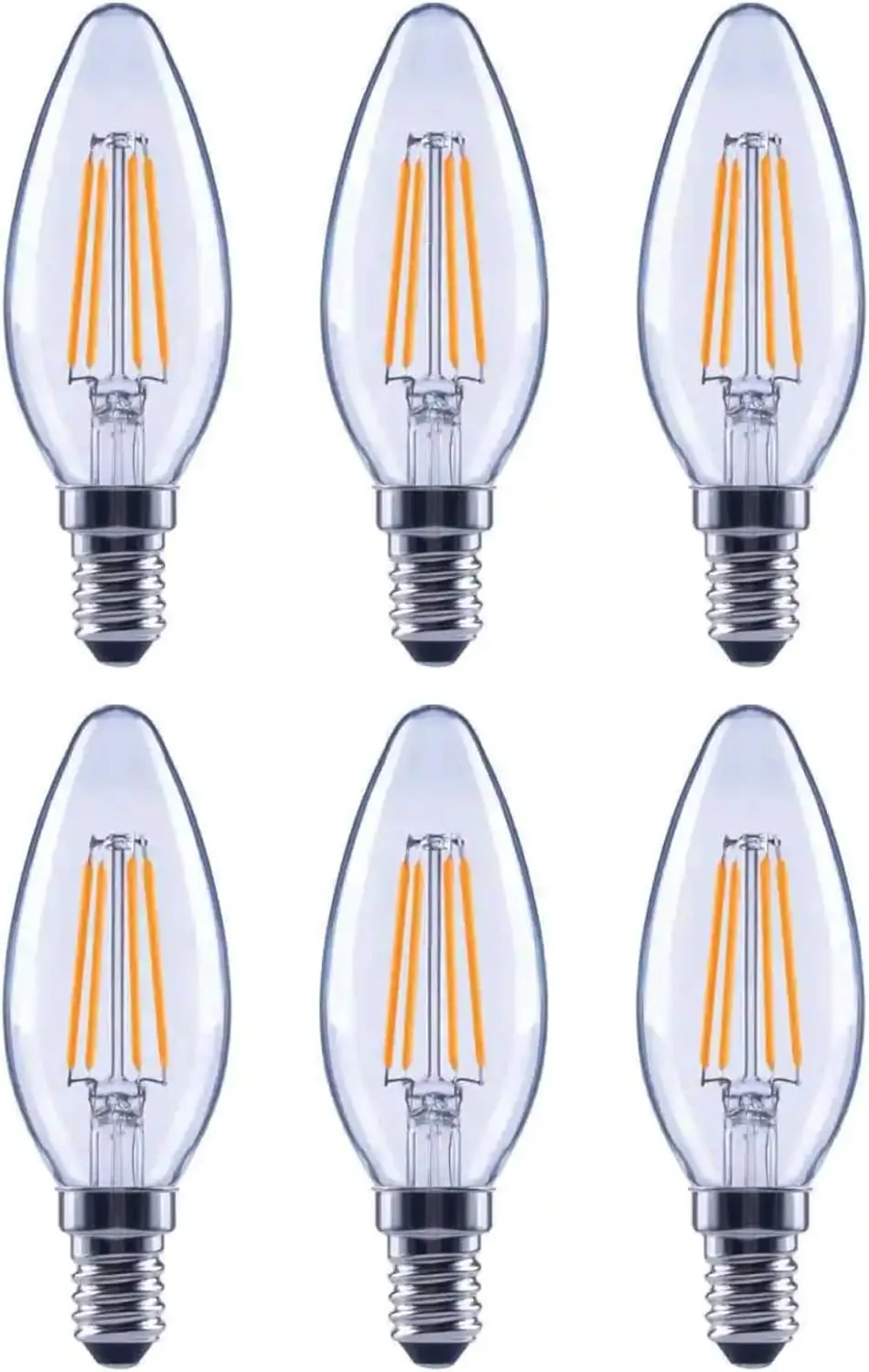 EcoSmart 60-Watt Equivalent B11 Dimmable Energy Star Clear Glass Filament LED Vintage Edison Light Bulb Bright White (6-Pack)