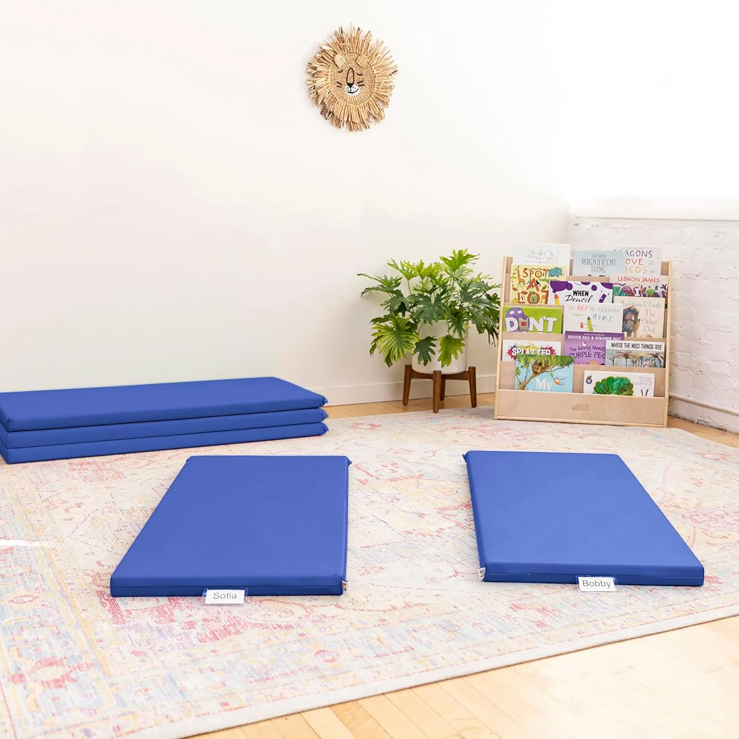 ECR4Kids SoftZone Rainbow Rest Mat, 2in, Sleeping Pad, Blue, 5-Piece