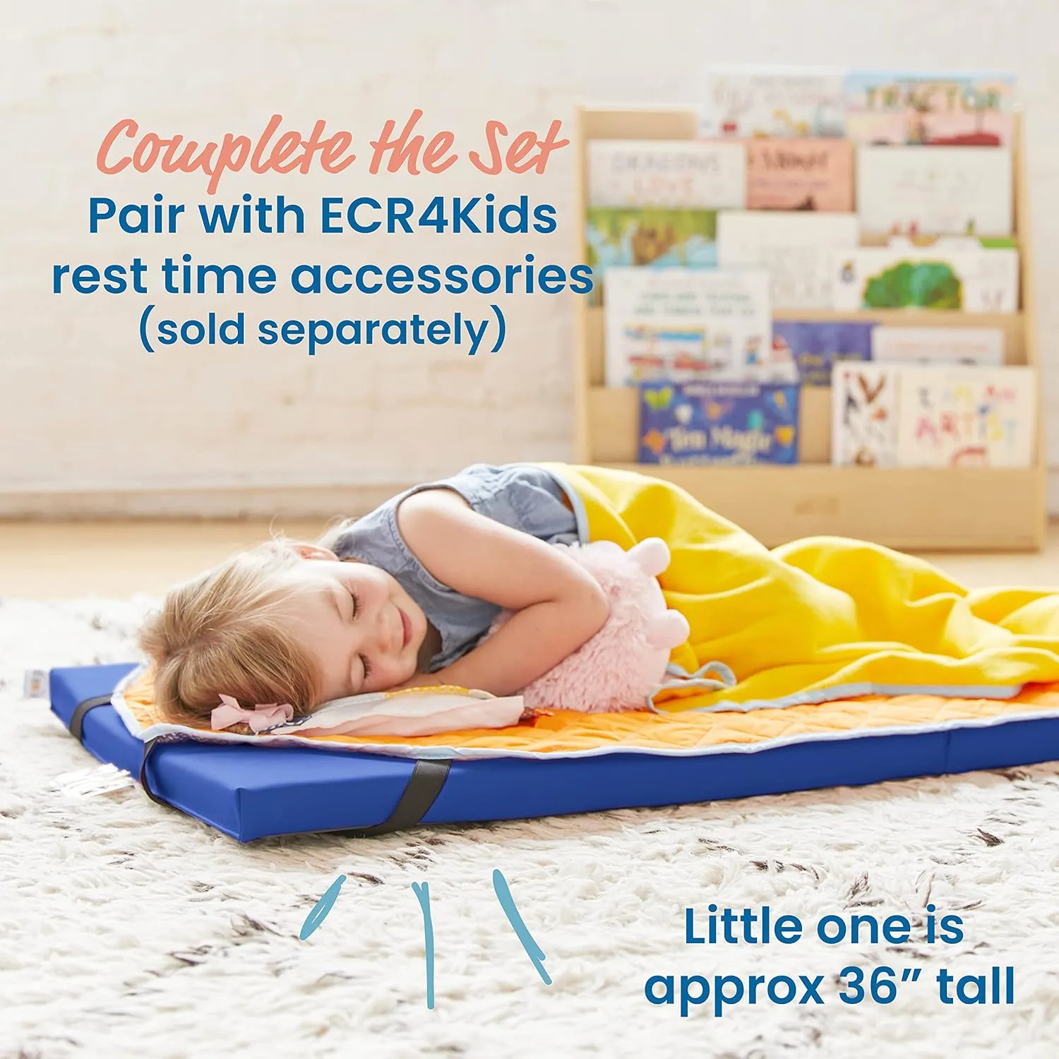 ECR4Kids SoftZone Rainbow Rest Mat, 2in, Sleeping Pad, Blue, 5-Piece