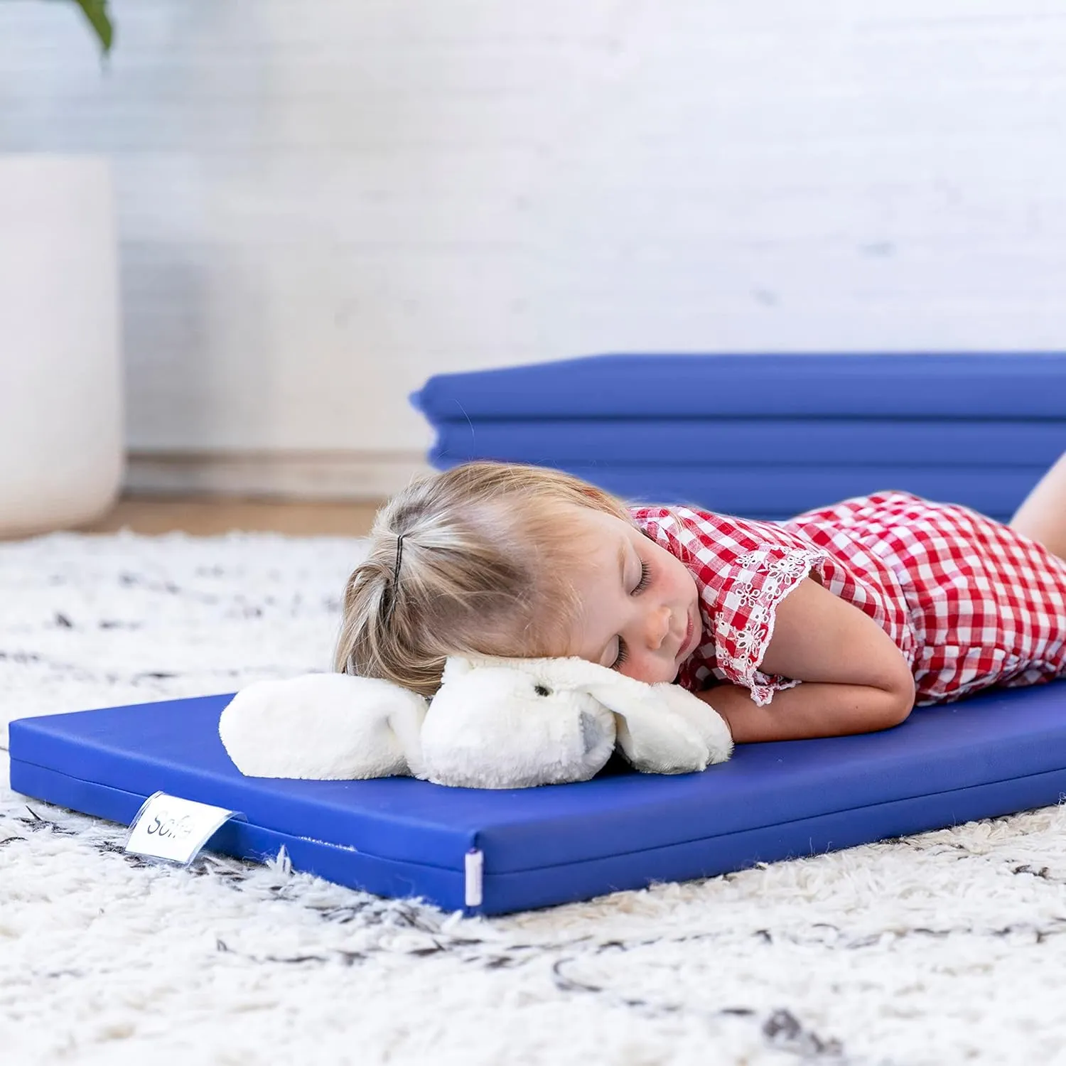 ECR4Kids SoftZone Rainbow Rest Mat, 2in, Sleeping Pad, Blue, 5-Piece
