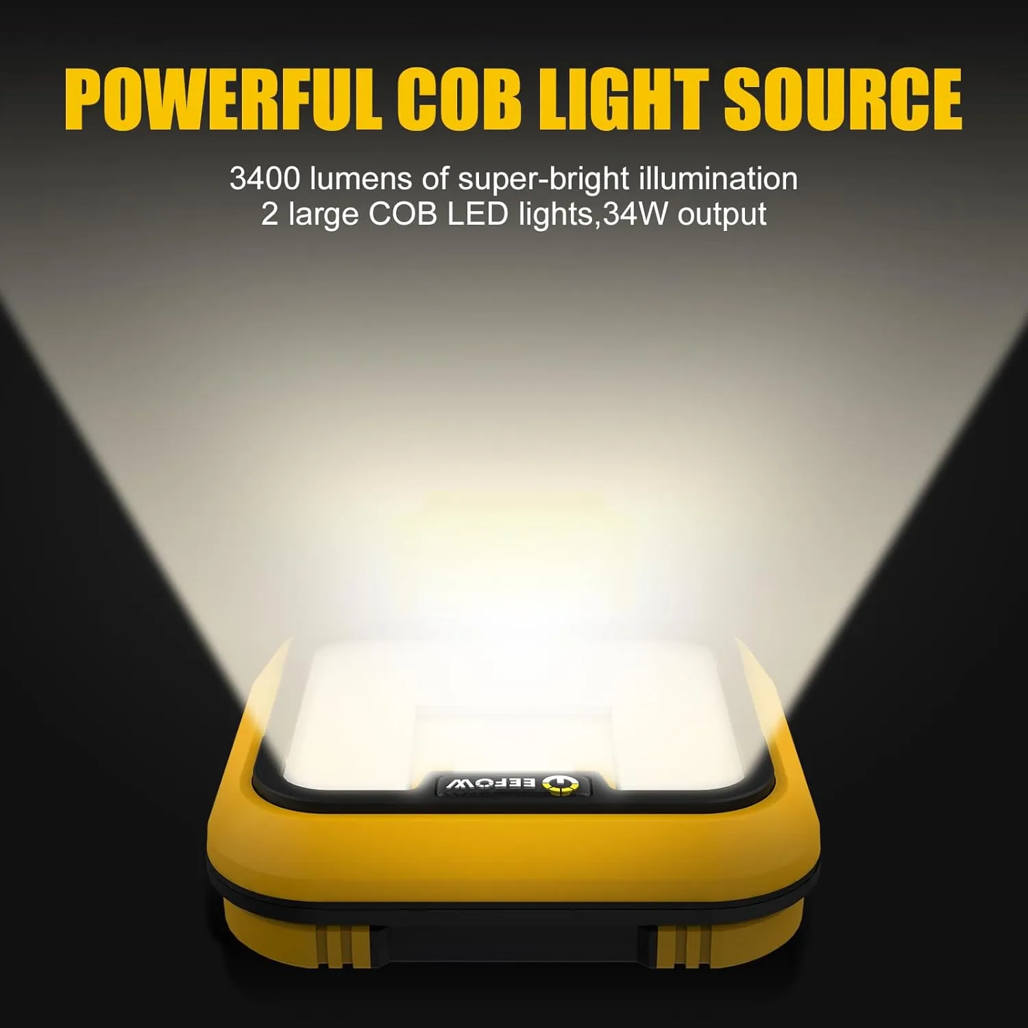 EEFOW Work Light for Dewalt Battery: Portable 2 COB Lamp 6400Lumen Bright - 64W LED Lighting for Dewalt 18V 20V Max Battery Operated Worklight for Outdoor Construction