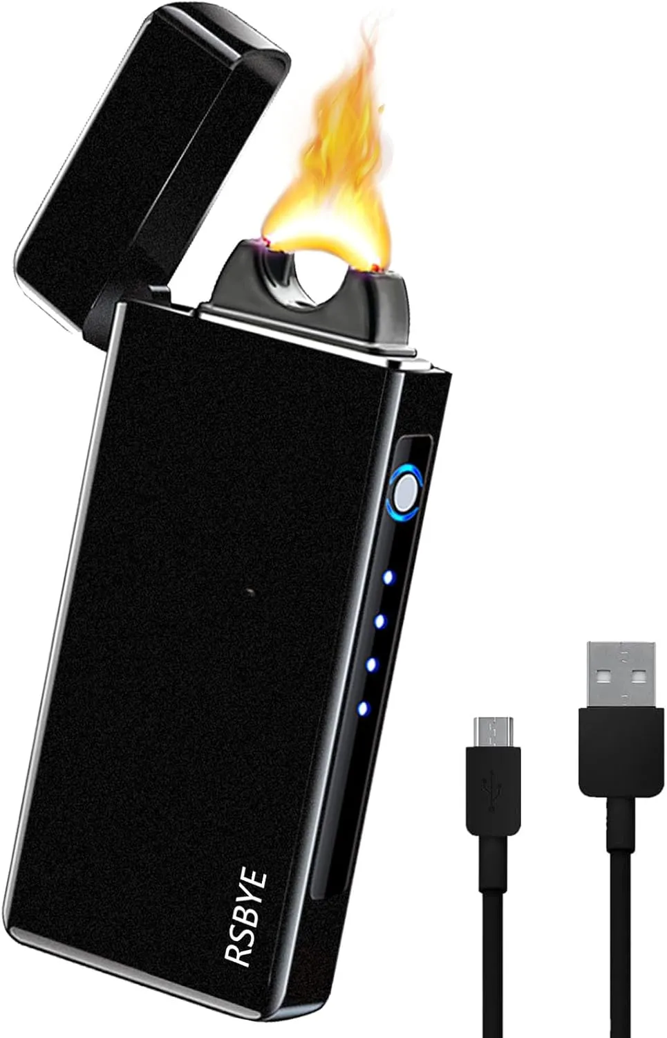 Electric Arc Lighter - Windproof Plasma-Flame Lighter with Battery Indicator (Matte Black)