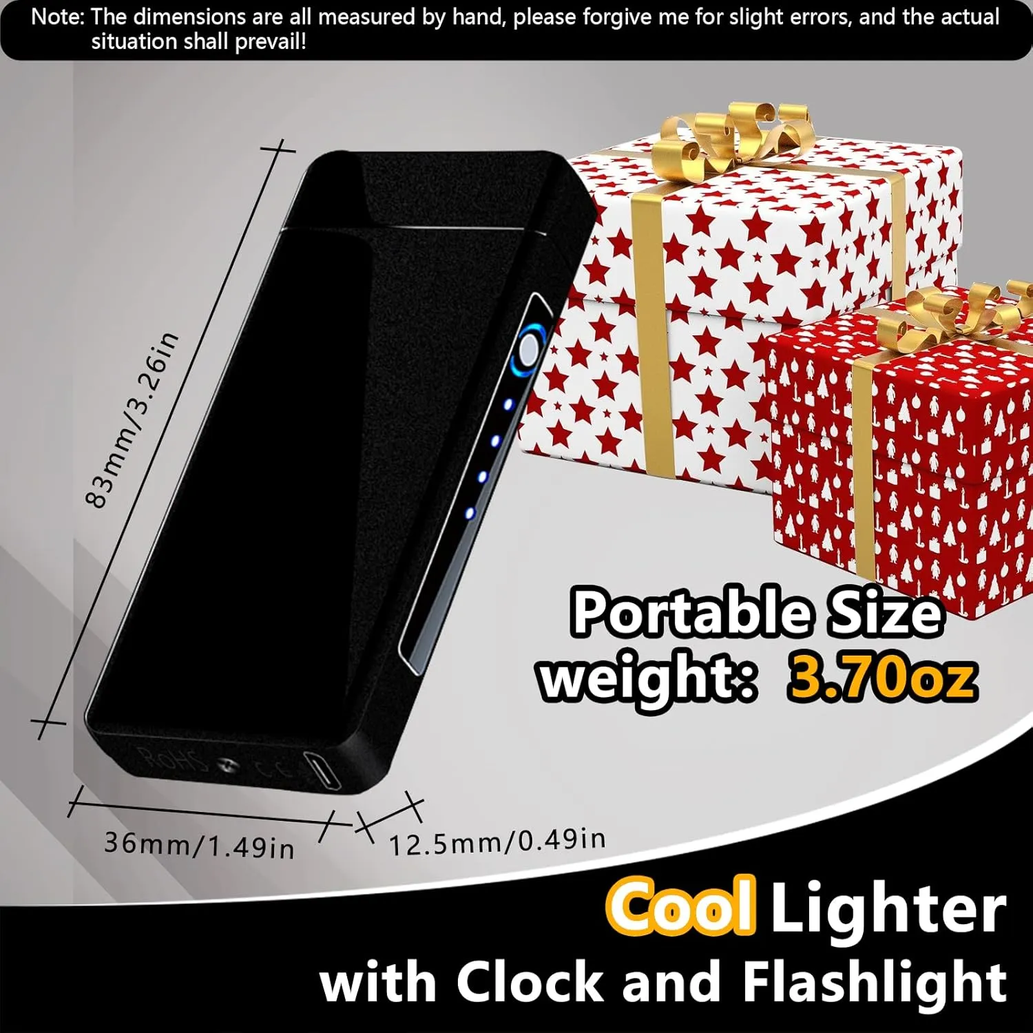 Electric Arc Lighter - Windproof Plasma-Flame Lighter with Battery Indicator (Matte Black)