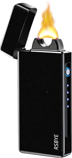 Electric Arc Lighter - Windproof Plasma-Flame Lighter with Battery Indicator (Matte Black)