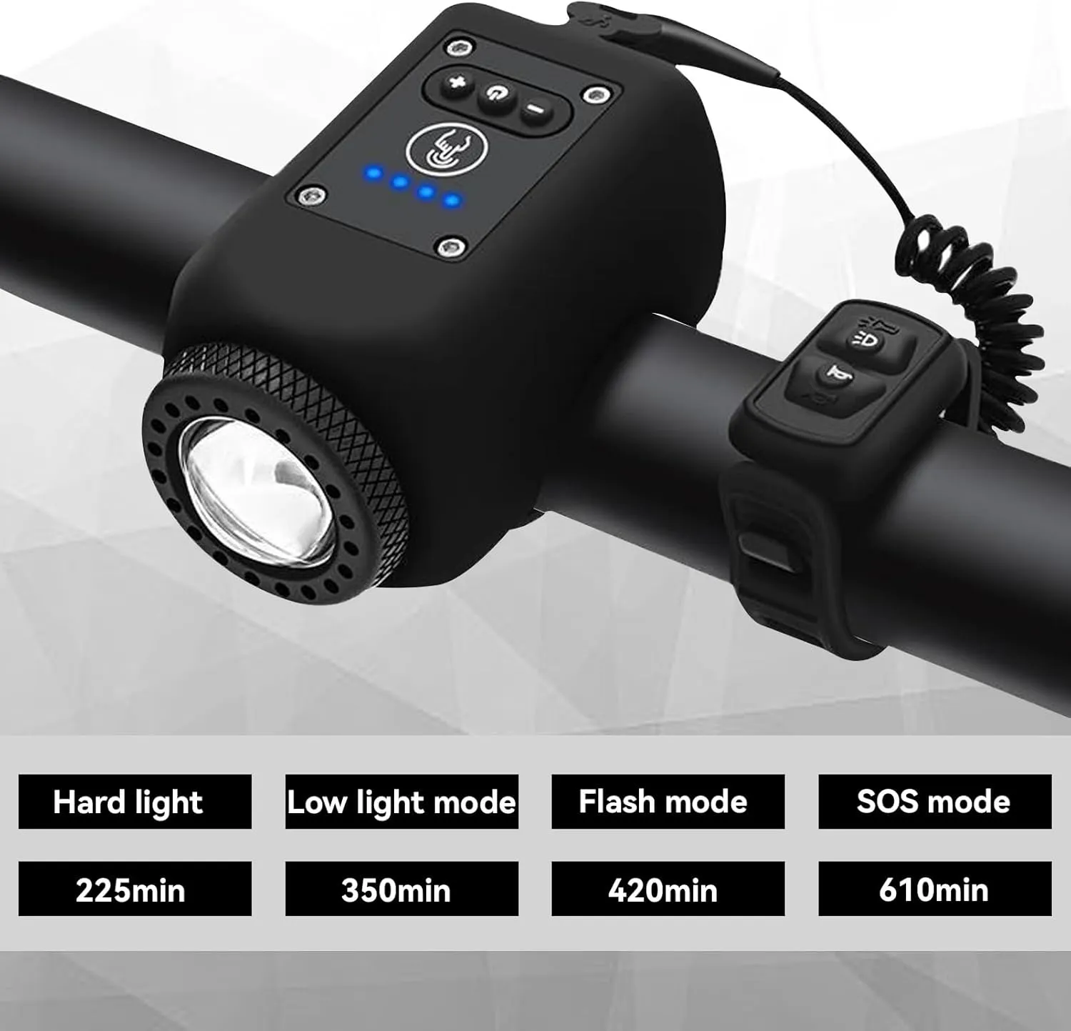 Electric Bike Horn Bike Light 2 in 1, Bicycle Horn Bell with Wide Angle Floodlight, IPX5 Waterproof with USB Rechargeable, 110db Loud Alarm