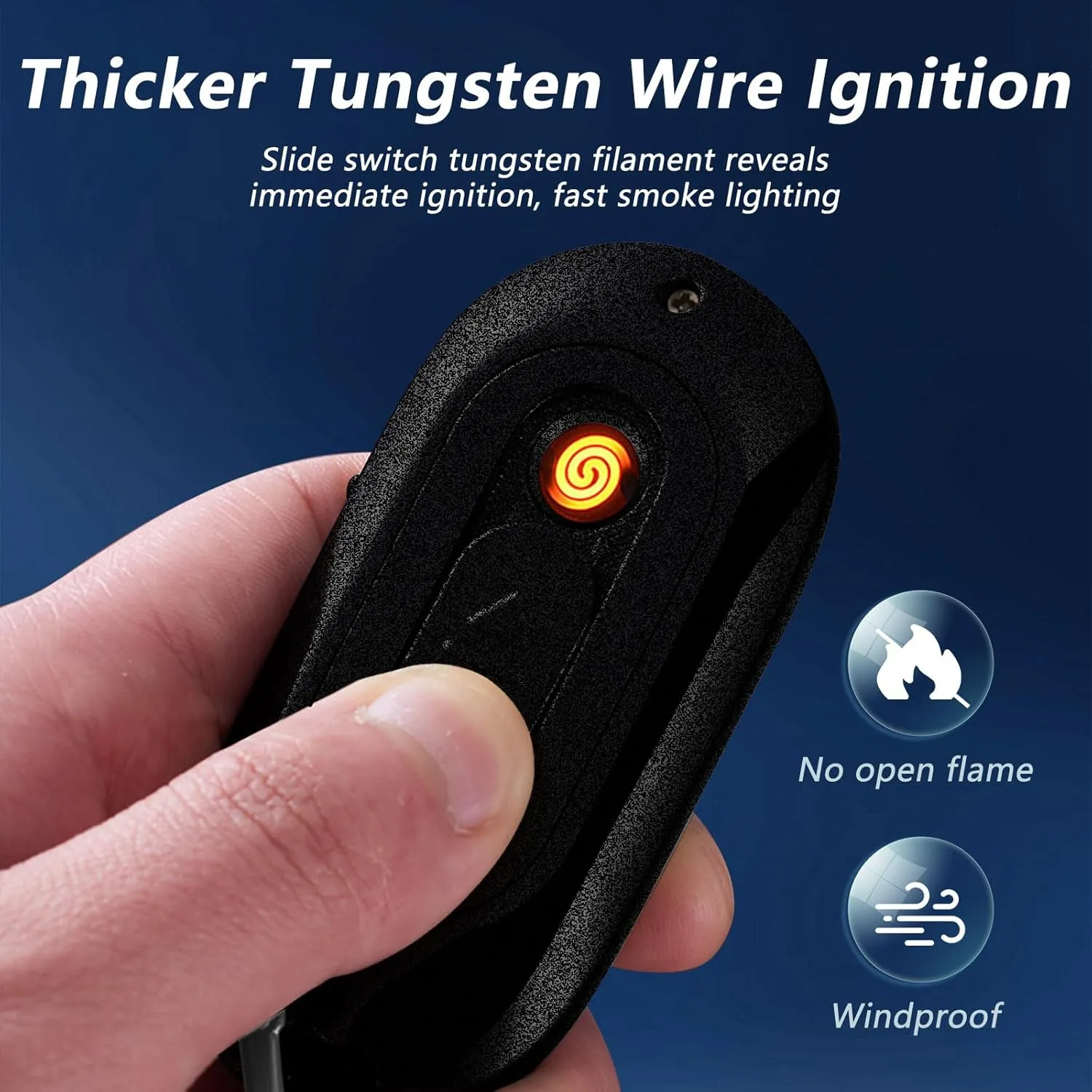Electric Lighter Keychain Lighter with Clock USB Rechargeable Flameless Windproof Plasma Arc Lighter Fancy Cool Lighter for Men（Matte Black）