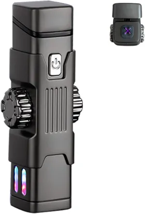 Electric Lighter Keychain Lighter with Rocker Decompression Type c USB Rechargeable flameless Windproof Plasma arc Lighter Cool Lighter, Medium