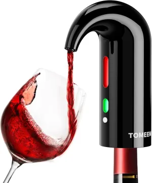 Electric Wine Decanter with One-Touch Pouring, Wine Aerator with Triple Aeration Functions, Red Light Indicator, and Magnetic Wake-Up - Perfect Wine Accessories Gift for Wine Lovers