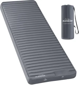 Elegear Air & Foam Camping Sleeping Pad, HexaFoam Camping Mattress Pad with Built-in Foot Pump Memory Foam Camp Pad 4-Season Camp Sleeping Mat for Travel/Car/Tent, Gray